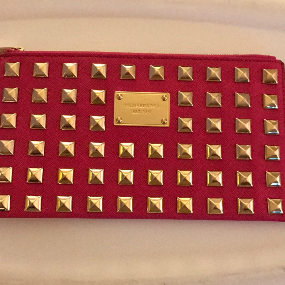 Michael Kors pink studded wristlet